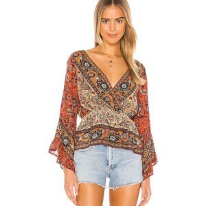 Free People Rosalie Wrap Top Red Medium